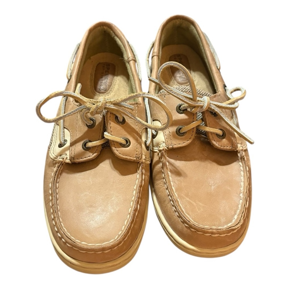 Sperry Women's Bluefish 2-Eye boat shoes in a tan color. Size 9 - Picture 7 of 8